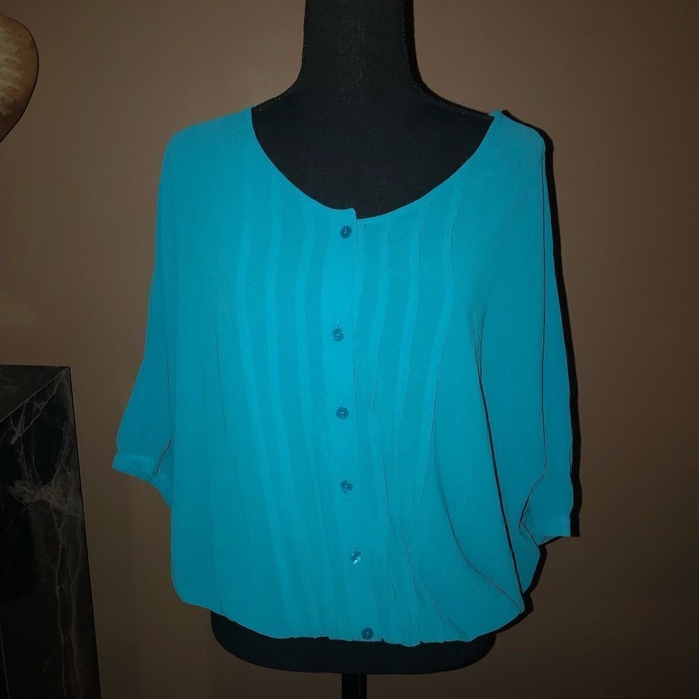 Loft Sheer Blouse w/ Bat Wing Sleeves - Picture 2 of 5